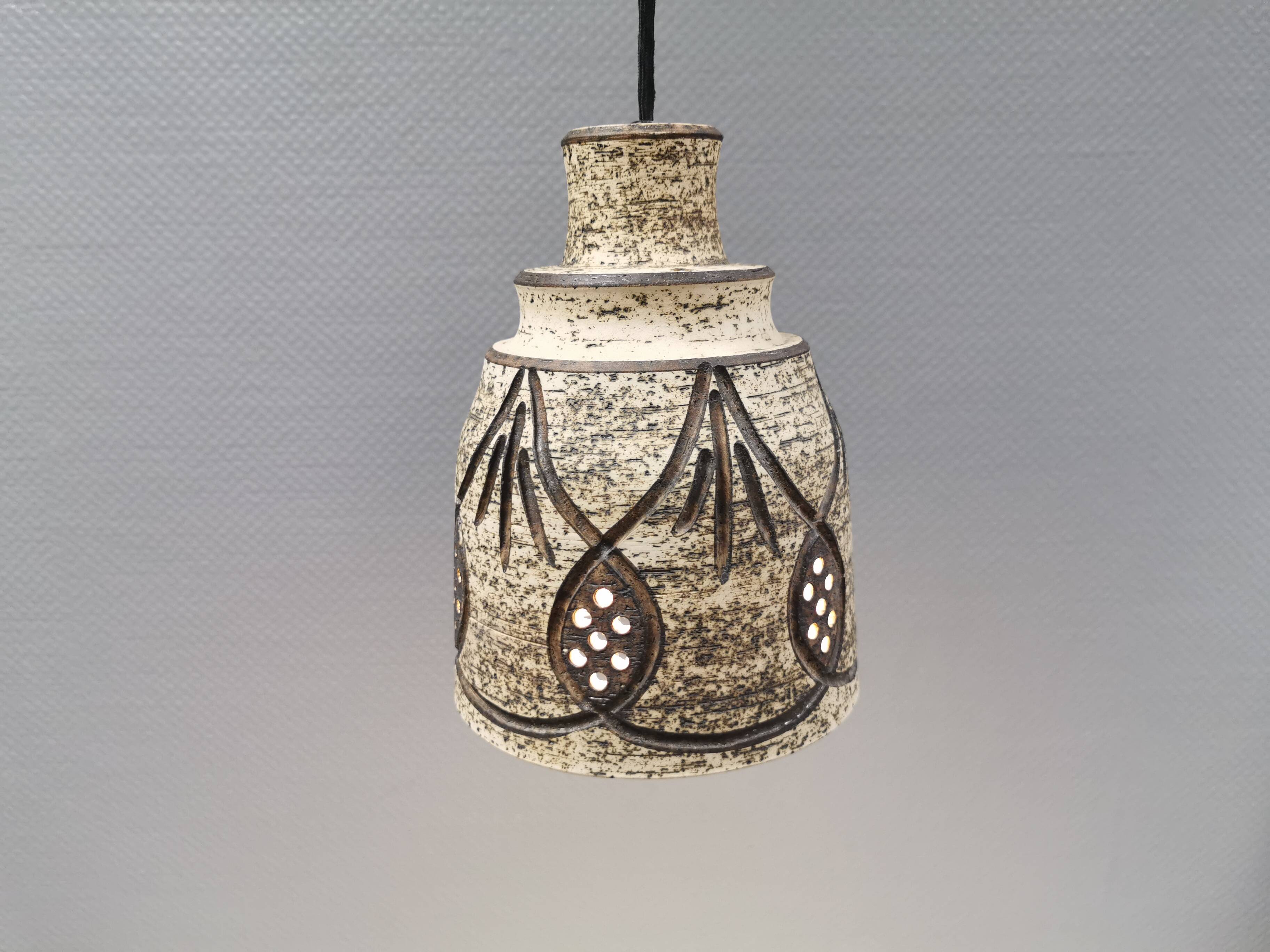 Beautiful ceramic hanging lamp, designed by jette hellerøe denmark, 1960s.