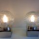 Pair of globe bedside lamps in glass and chrome/vintage metal 70-80