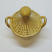 Bouteille Mini Dame Jeanne En Céramique Tressée Barbotine Majolique Vintage