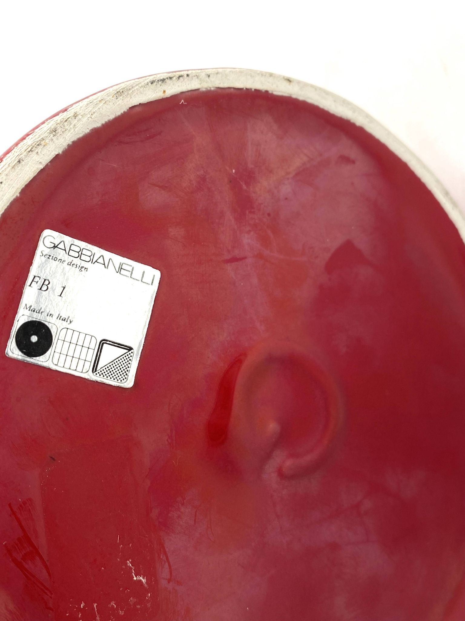 Franco Bettonica, red ceramic vase mod. fb1, Gabbianelli Italy ca. 1970
