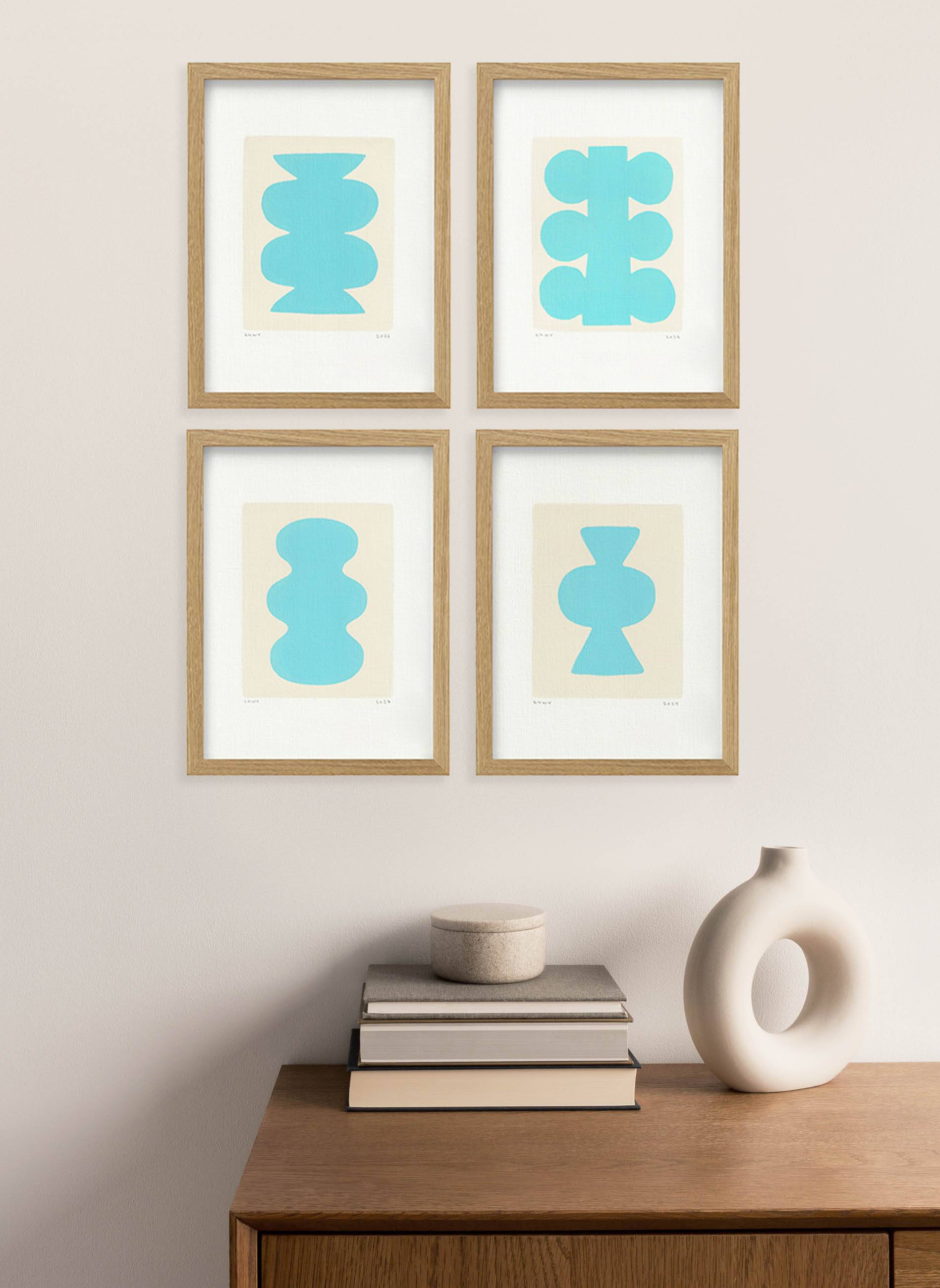 collection of 4 abstract paintings on paper signed Eawy