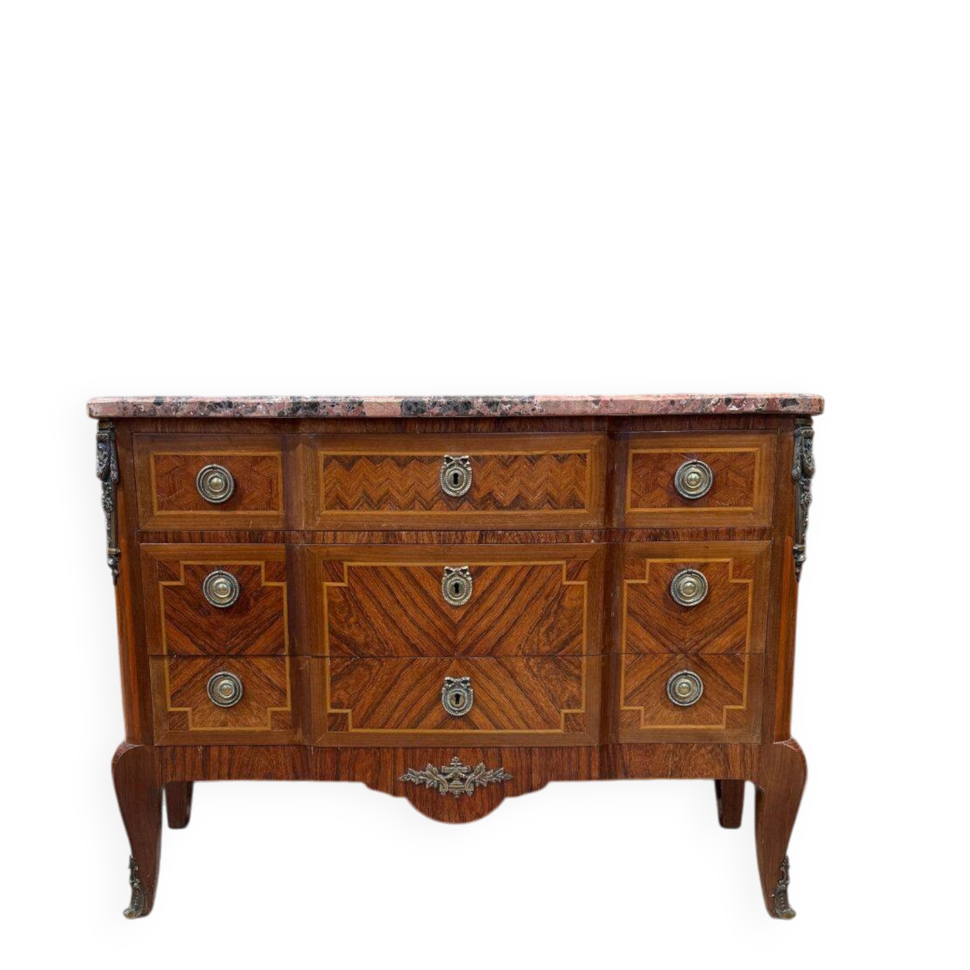 Transitional Louis XV / Louis XVI style chest of drawers