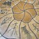 Vintage round Barrois dining table renovated in solid oak and ceramic