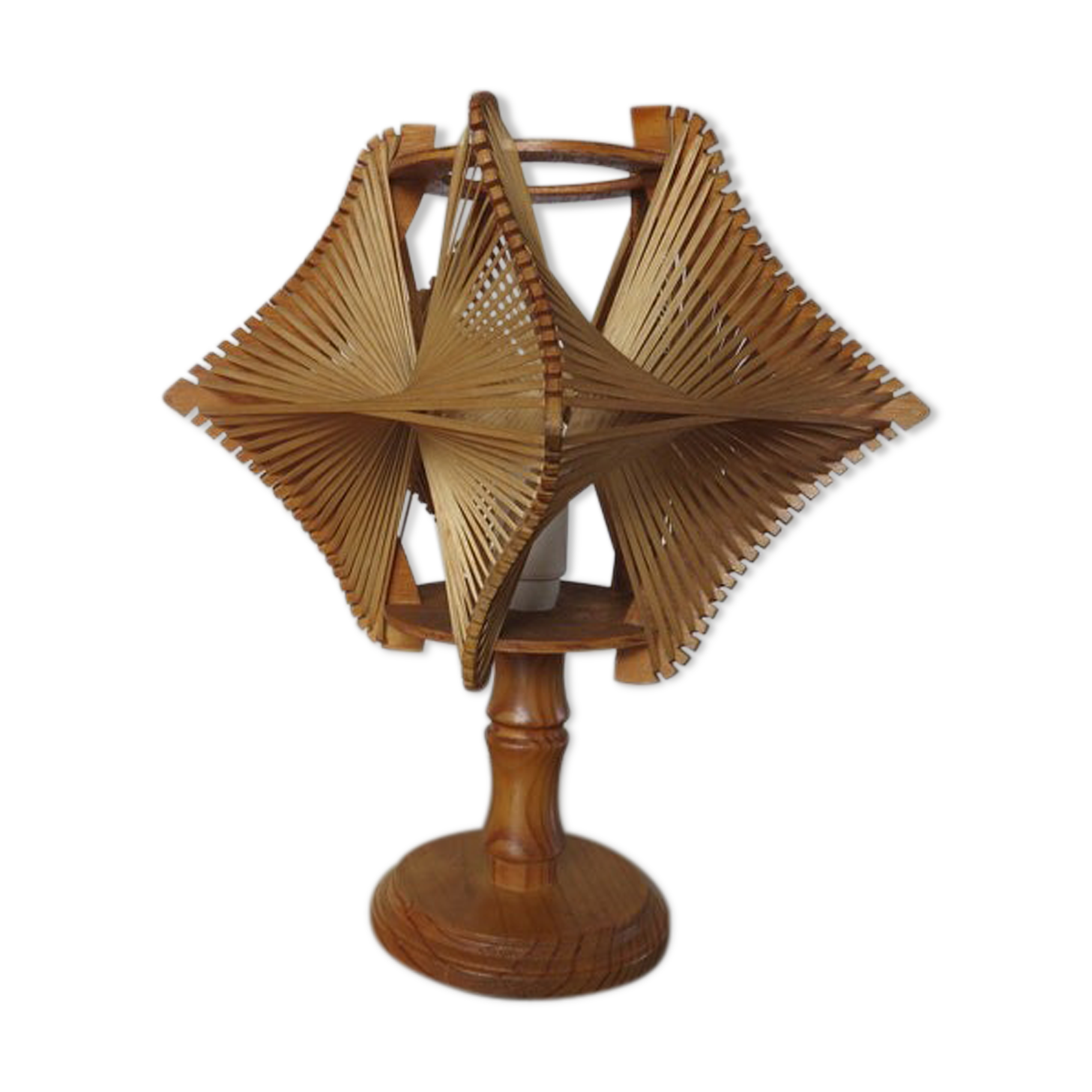 Scandinavian lamp, wire and wood, 60s 70s