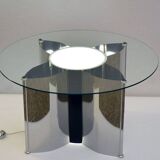 Space age Italian coffee table in steel with lighting, 1970s
