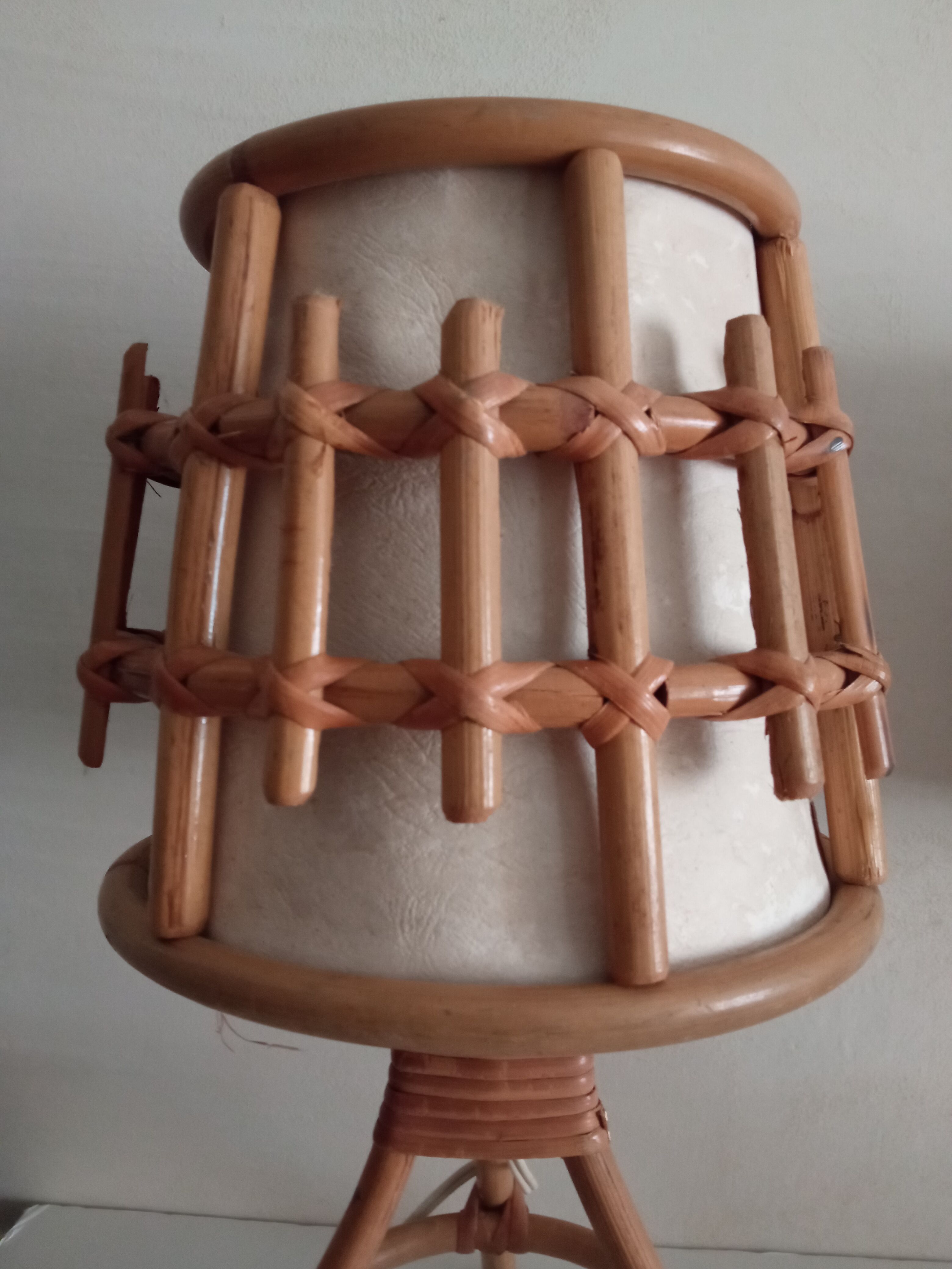 Pair of vintage bamboo bedside lamps