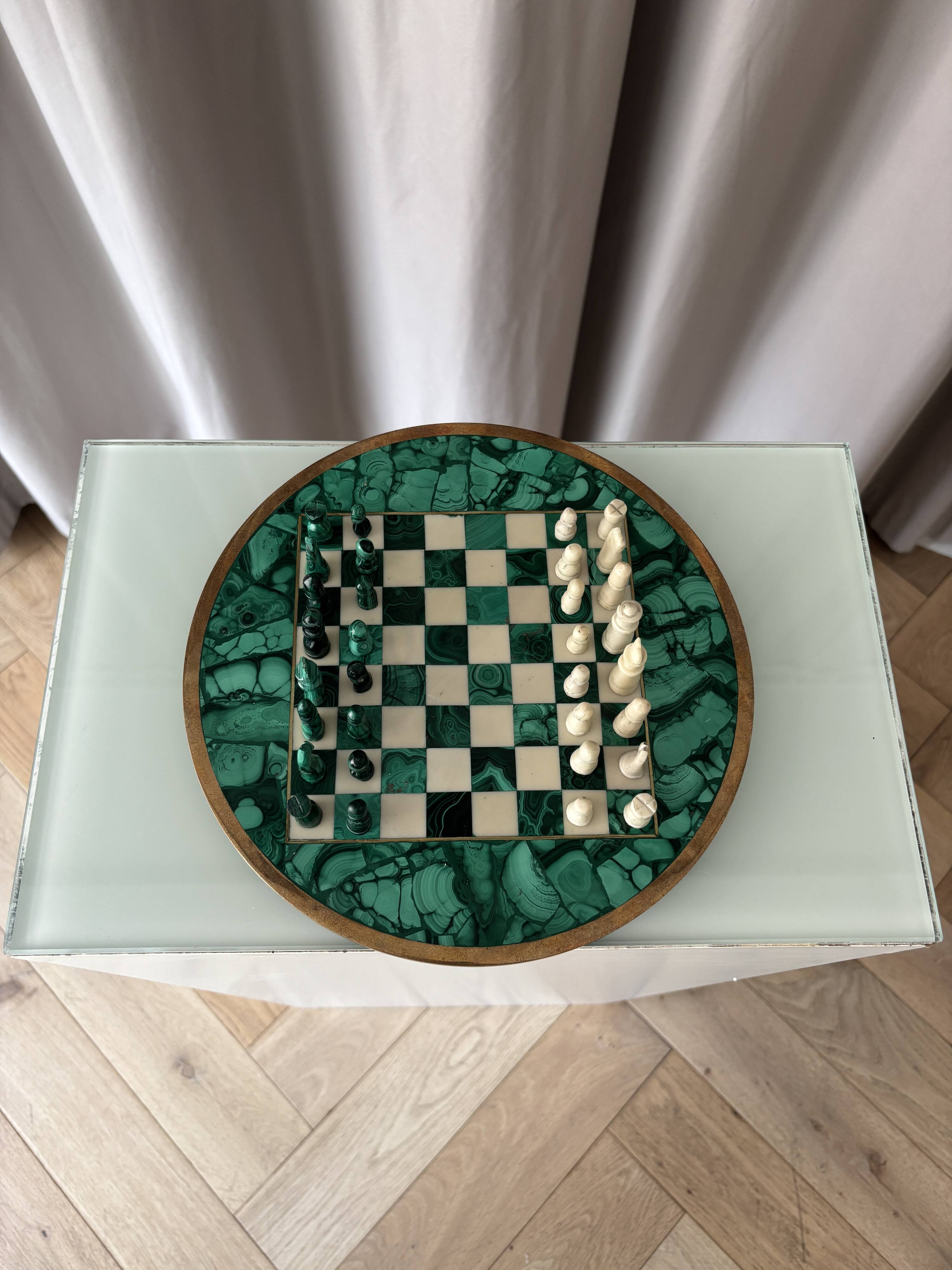 Malachite Small Chessboard Set