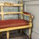 Carved wooden bench, gilded and painted, Italy around 1880, 510cm long.