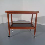 Teak Flip-Flop Expandable Cart with Removable Tray by Grete Jalk for Poul Jeppesens Møbelfabrik, Denmark, 1960s