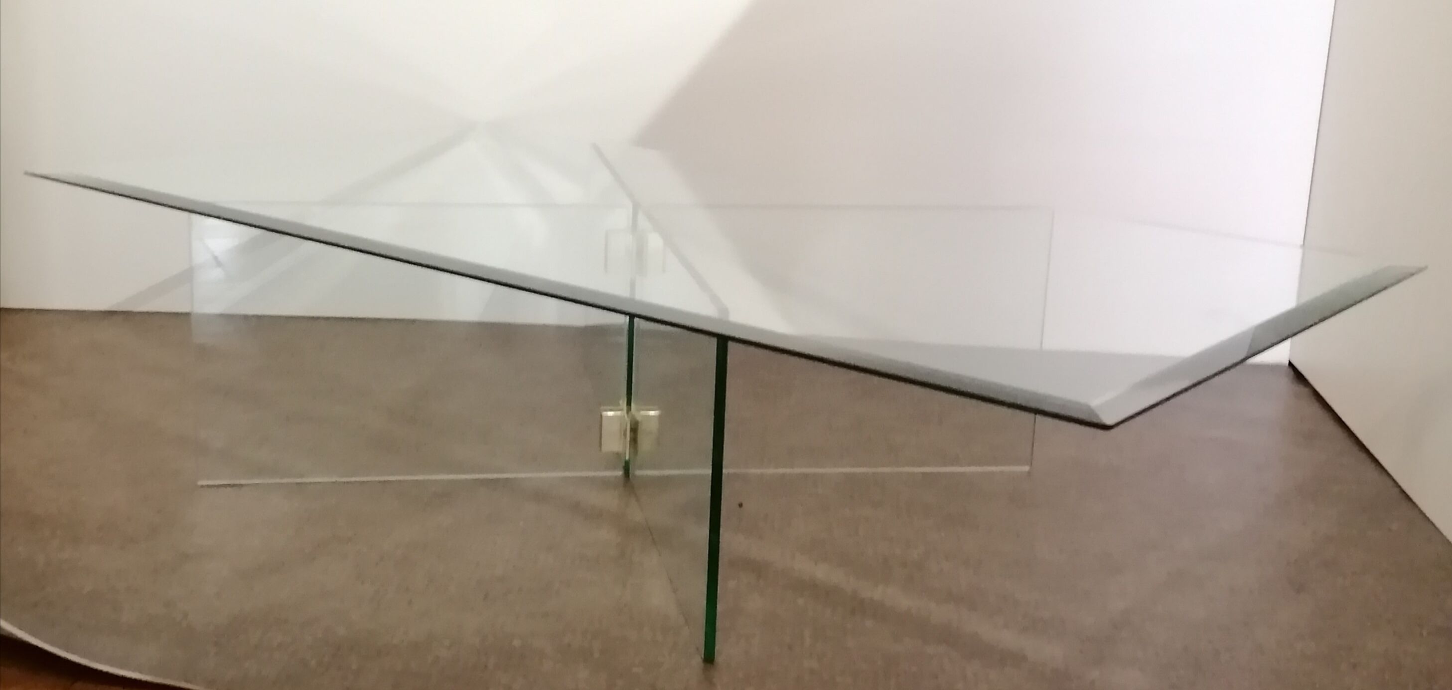 Vintage coffee table by Léon Rosen for Pace Collection all in tempered glass and brass 1970