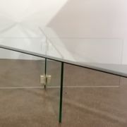 Vintage coffee table by Léon Rosen for Pace Collection all in tempered glass and brass 1970
