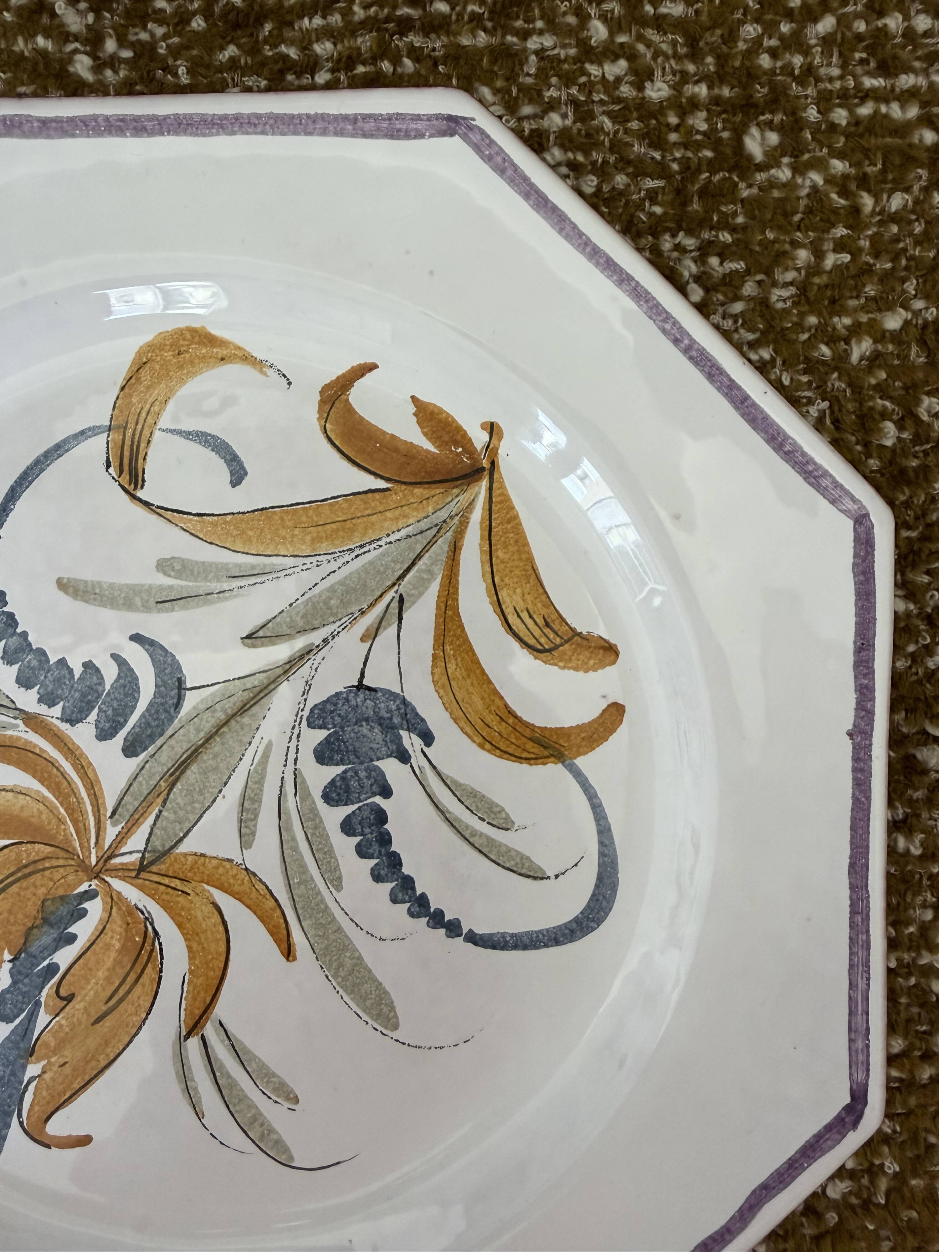 Hand-painted octagonal plate