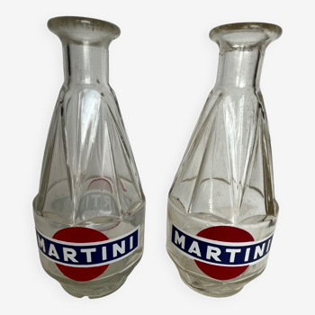 Pair of Martini advertising decanters