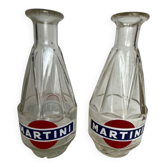 Pair of Martini advertising decanters