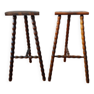 Paire de tabourets tripode brutaliste 1960