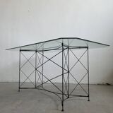 Steel Wire and Rattan Dining Table or Desk, Japan 1980's