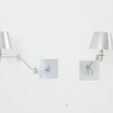 Pair of Maison Charles adjustable brushed steel wall lights circa 1960