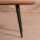 Tinted walnut coffee table with 4 black legs (100x40cm)