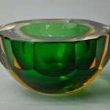Vide poche sommerso vert et jaune par seguso, verre de murano, italie, 1970