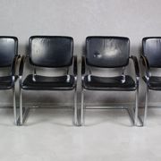 Set of 4 vintage tubular steel lounge chair