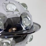 Oscar Torlasco. Chrome-plated metal "satellite" chandelier. 1970s.