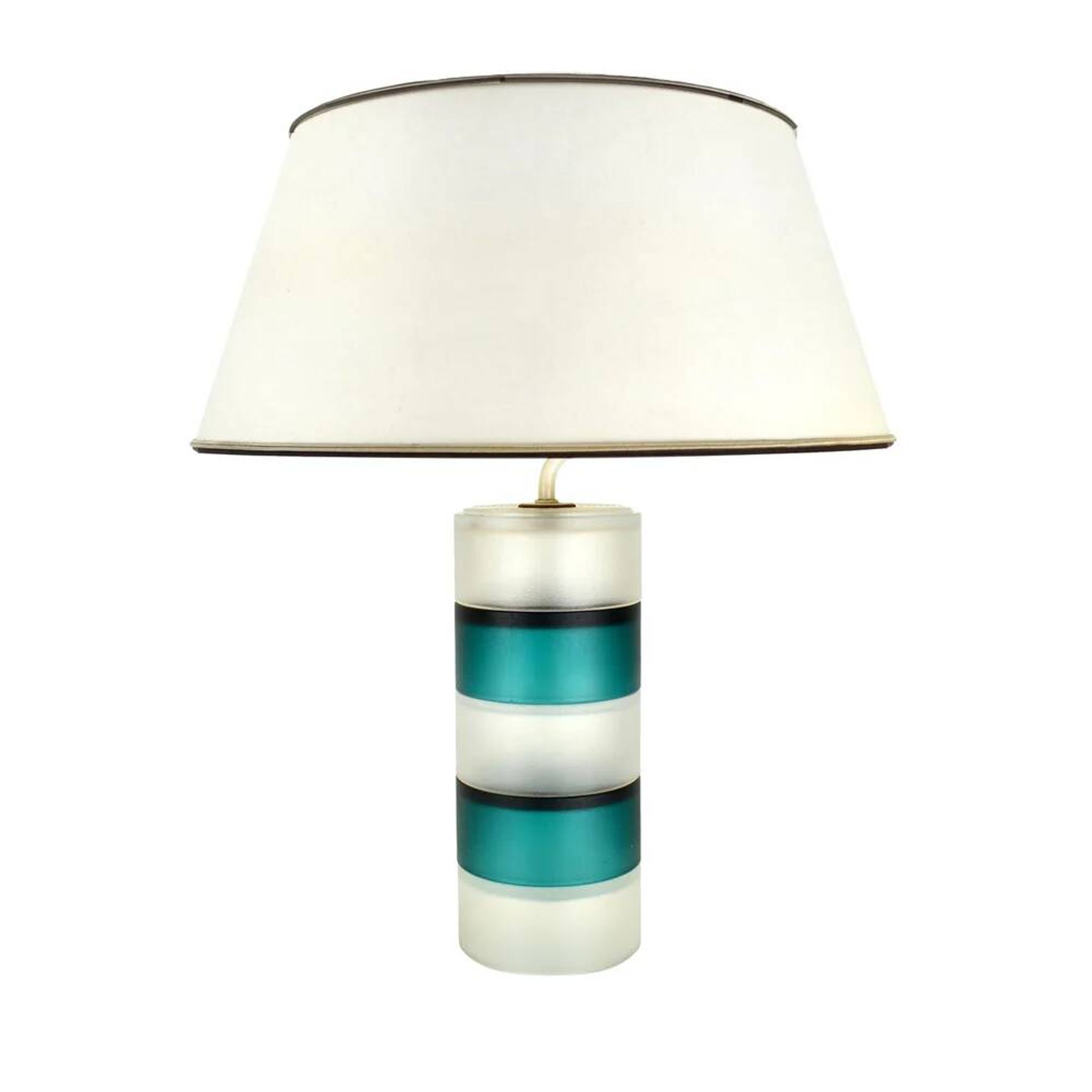 Lampe de table scandinave vintage moderniste bleu sarcelle et verre clair