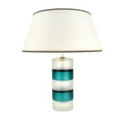 Lampe de table scandinave vintage moderniste bleu sarcelle et verre clair