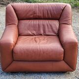 Pair of armchairs and De Sede sofa in cognac leather from the 70s/80s