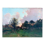 Sunrise over a scene of country life in the 19th century. JMG. Anglade.HST