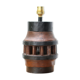 Folk art lamp base in wood and metal, 1970s