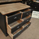 Old commerce stocking furniture has 6 black patinated fir drawers solid oak tray 1930