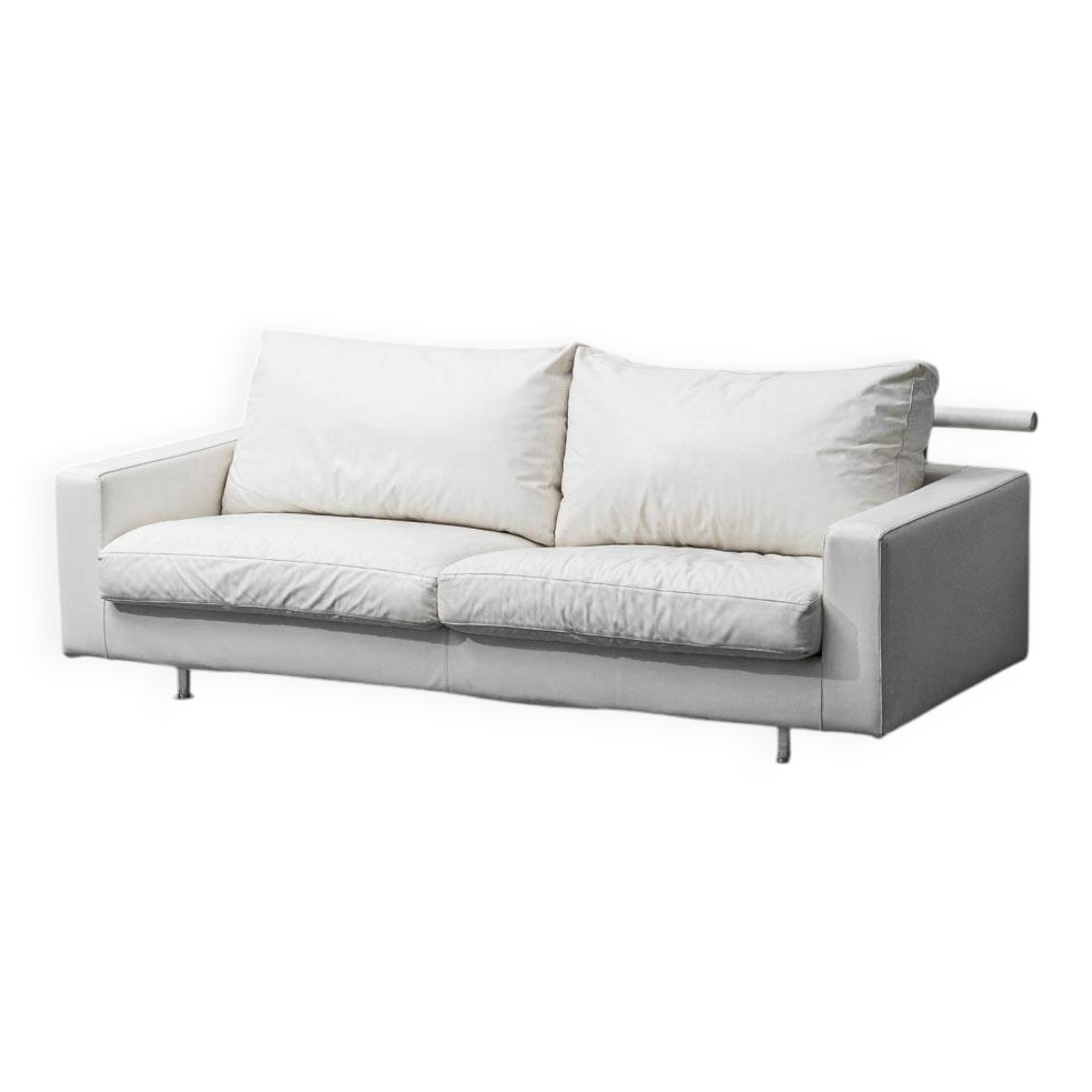 Divano 3 posti patrick in pelle bianca flexform anni ‘2000