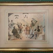 Original painting The Ventriloquist Naudet circa 1803