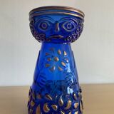 Vase anthropomorphe Hyacinth en verre bleu cobalt et doré