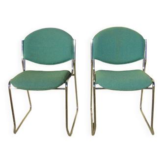 Series of two vintage stackable chairs