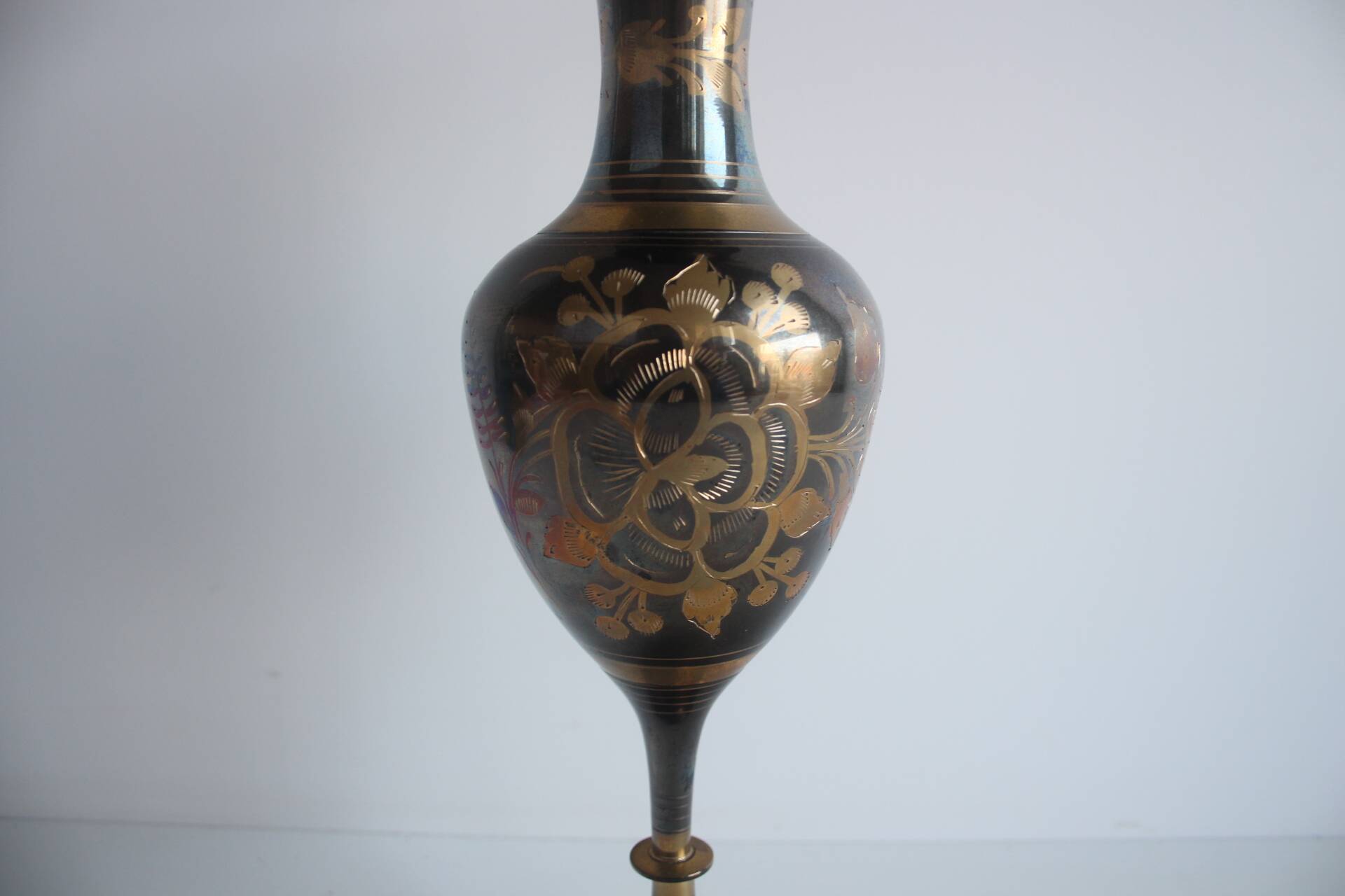 Vintage Metal, Brass Vase, India, handmade, 1960's.