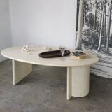 Oval coffee table in travertine, marble from the 70s/80s