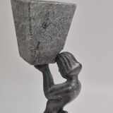 Rare decorative candlesticks in bronze and soapstone, Finland, Art Deco