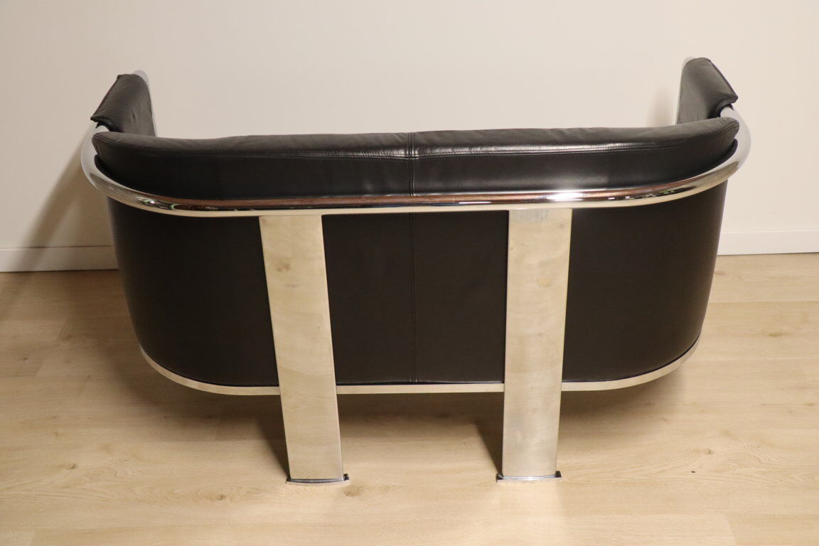 Vintage sofa in synthetic leather and chrome metal, 1970s