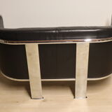 Vintage sofa in synthetic leather and chrome metal, 1970s