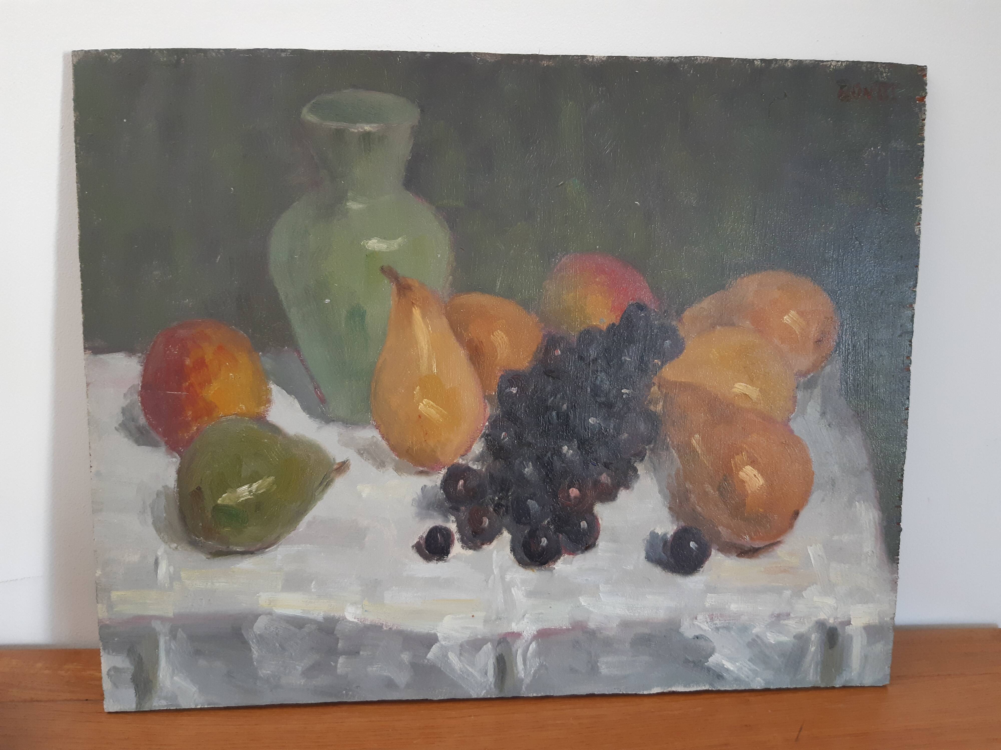 Still life with pears and grapes