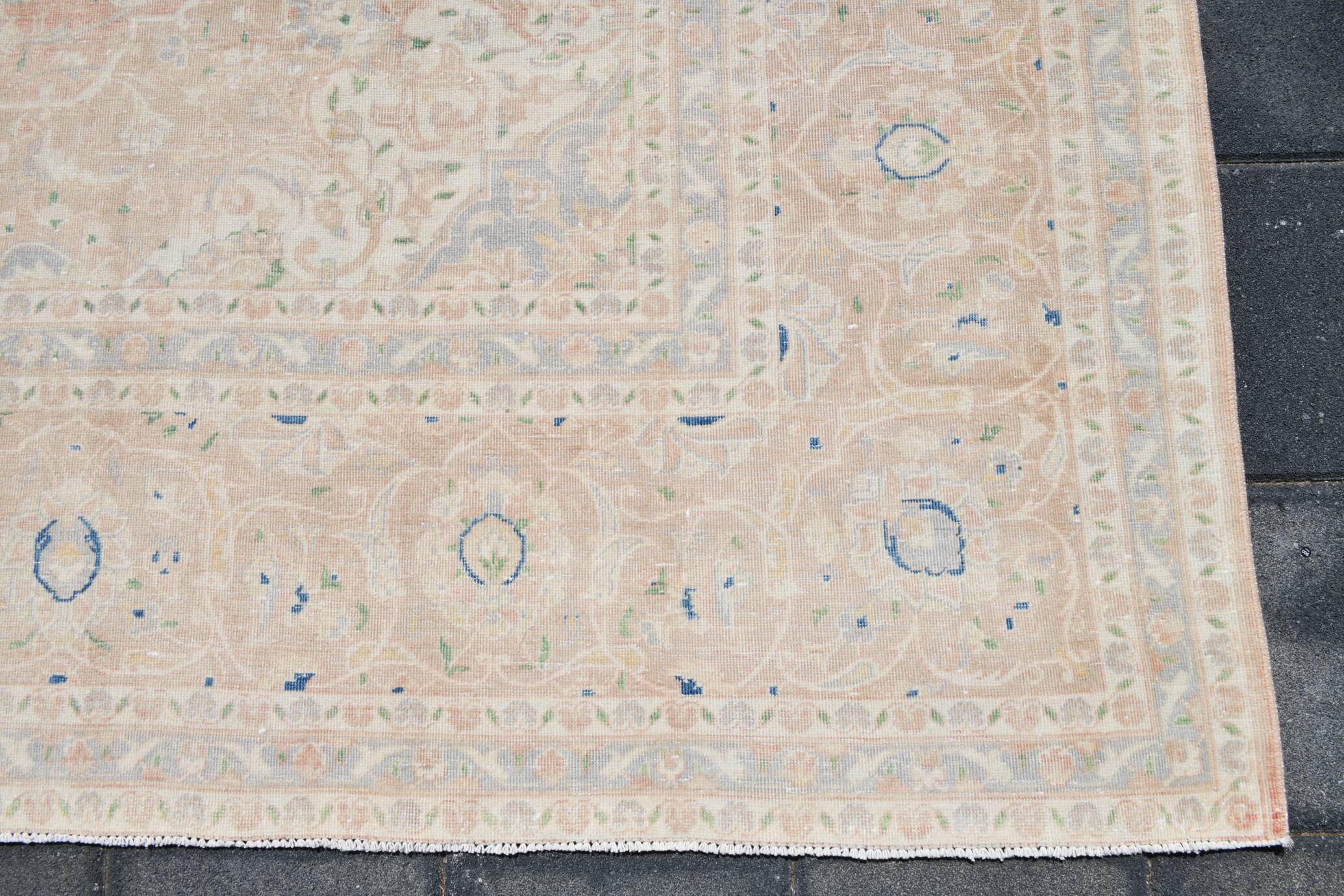 9x13 Blush Pink Vintage Persian Rug, Handmade Luxury Decor, 283x408 Cm