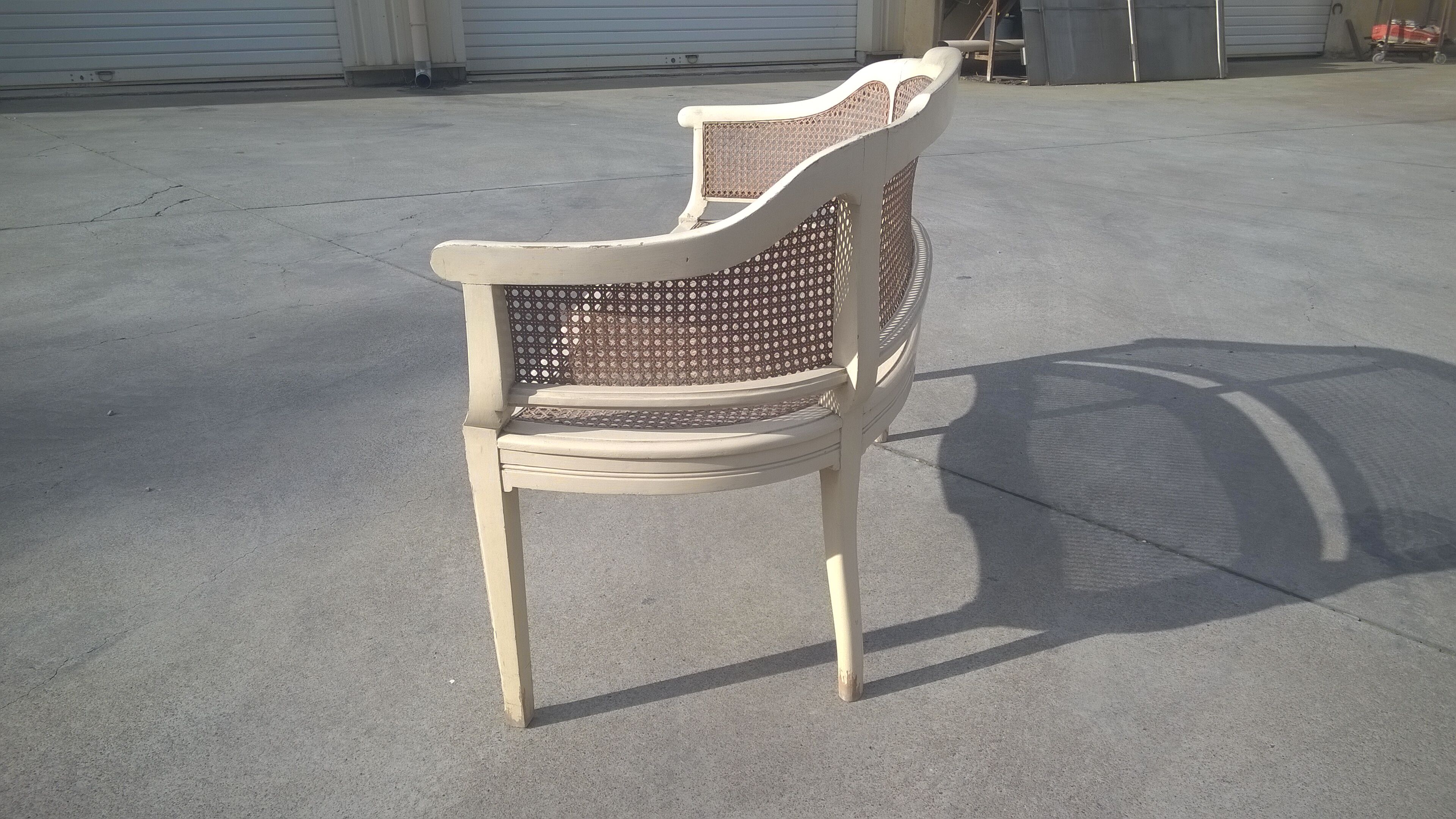 Louis XVI style basket bench in cane