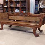 Large colonial caned bench