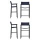 4 tabourets de bar classiques c. Respaldo Piel Azul Marino y Caucho Metalizado Negro
