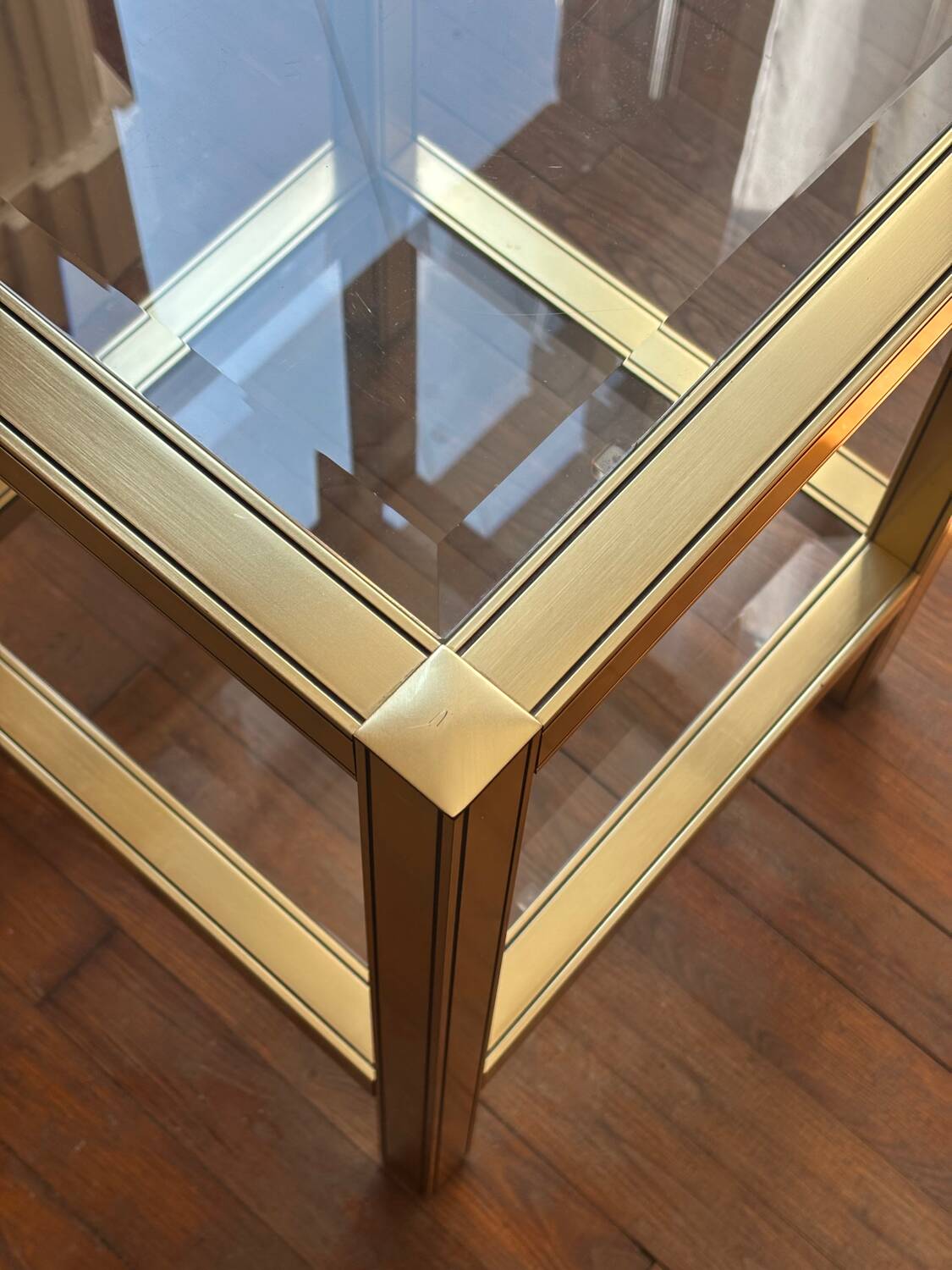 Vintage gold metal side table - end table