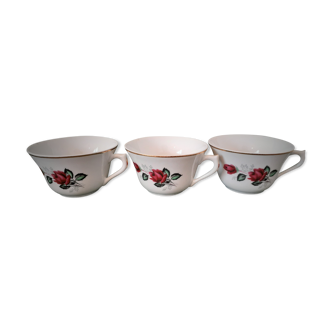 3 tasses roses rouge