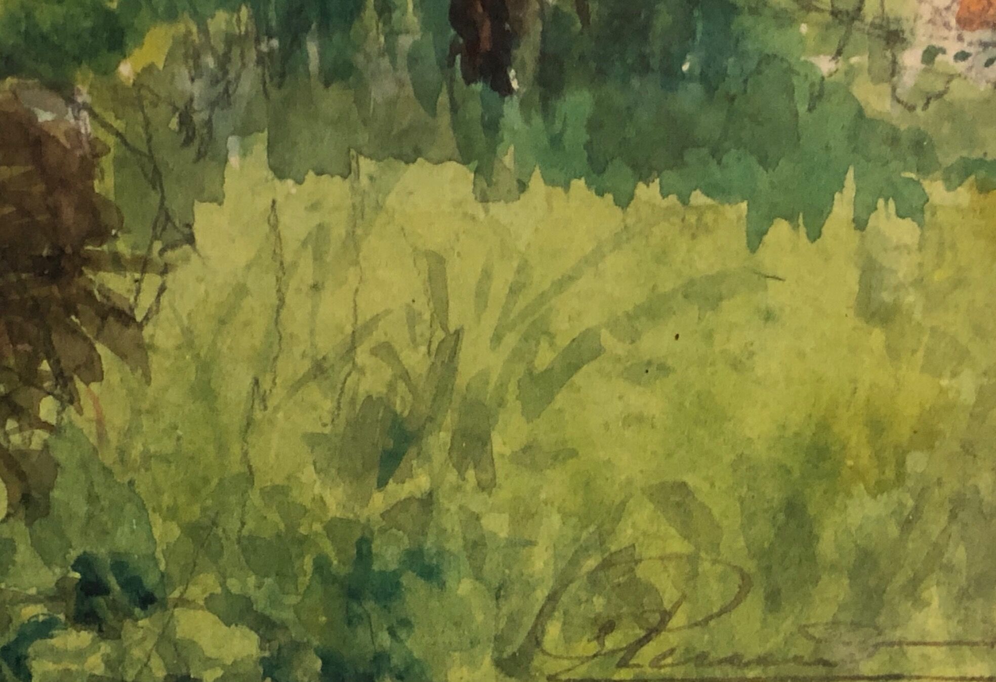 "Landscape of the Norman bocage ", watercolour framed and signed, early 20th century