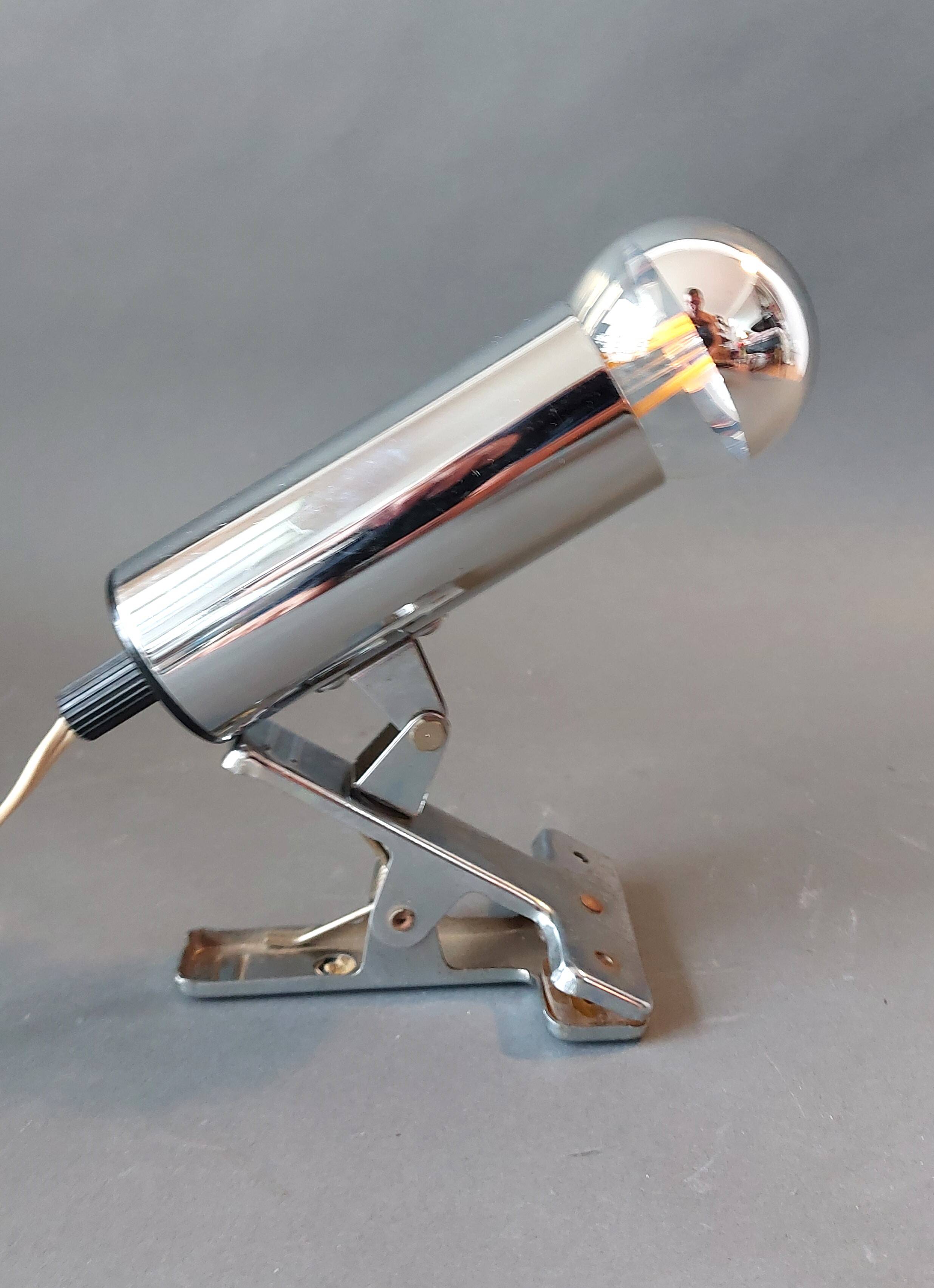 Chrome clip-on spotlight Targetti 1960, Italy.