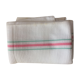 Set de 4 torchons nid d' abeille blanc avec fines rayures rose et verte